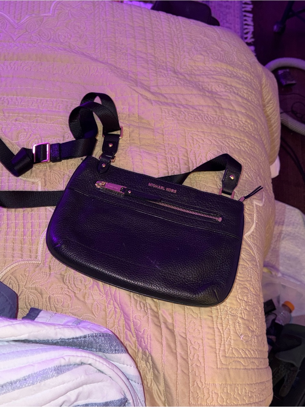 Michael Kors Black Pebbled Leather Crossbody